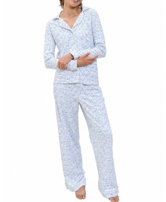 Hamptons Women's Button Front Long Pajama Set