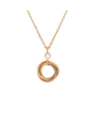 Pre-Owned Cartier Trinity Pendant Necklace 18K Tricolor Gold with Diamond, 15.75