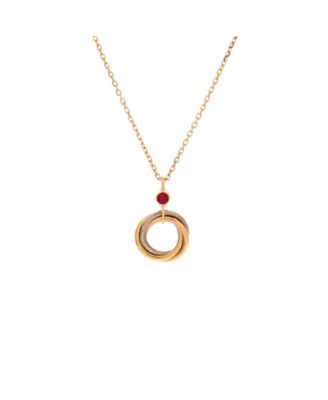  Trinity Pendant Necklace 18K Tricolor Gold and Ruby, 15"