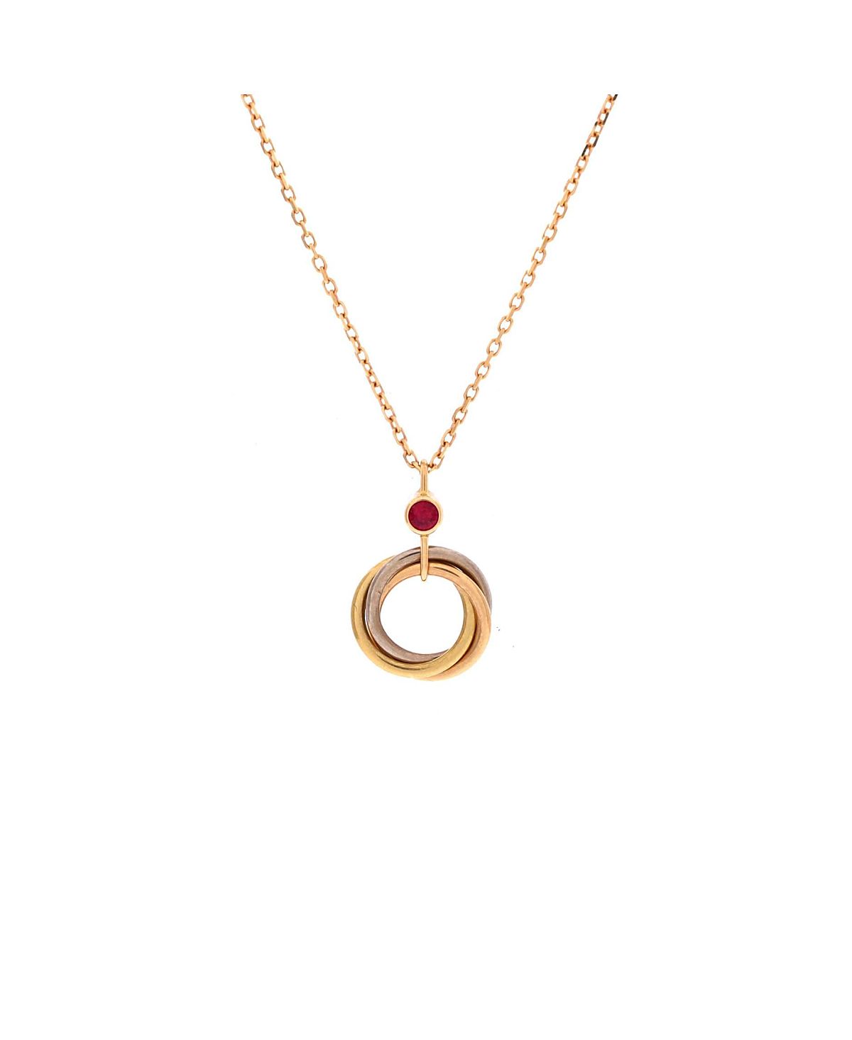 Pre-Owned Cartier Trinity Pendant Necklace 18K Tricolor Gold and Ruby