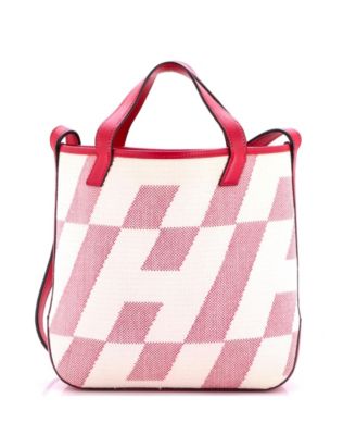 27 Cabas H en Biais Tote Canvas with Leather