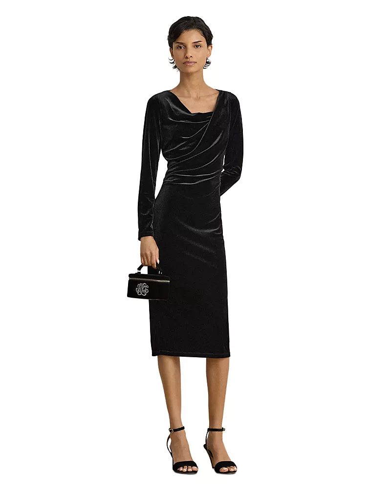 Lauren Ralph Lauren Long Sleeve Velvet Sheath Dress