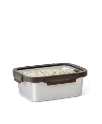  Microwave-Safe Stainless Steel Food Container with Glass Lid, Medium