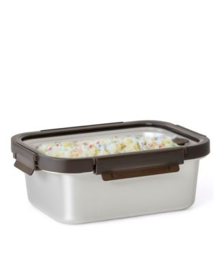  Microwave-Safe Stainless Steel Food Container with Glass Lid, Large