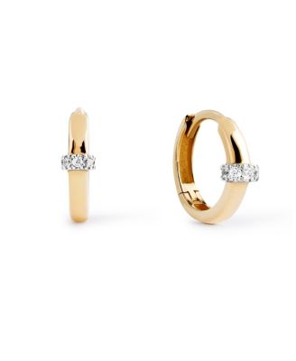 Ana Luisa Solid Yellow Gold Diamond Link Huggie Hoops