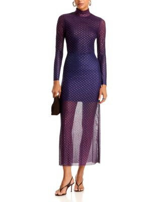 Ombr&eacute; Embellished Mesh Mock Neck Top & Maxi Skirt - Exclusive