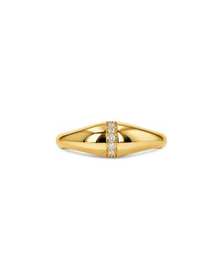 10K Yellow Gold Diamond Signet Ring, 0.025 tcw