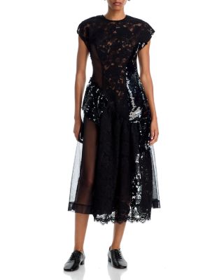 Patchwork Ruffle Midi Dress