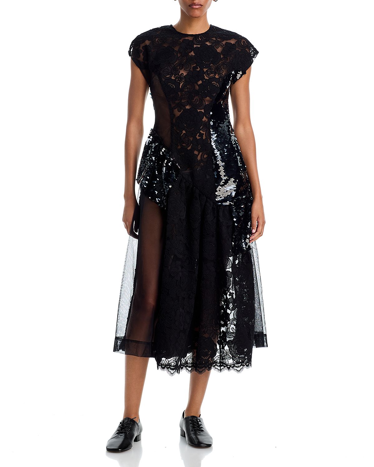 Simone Rocha Patchwork Ruffle Midi Dress