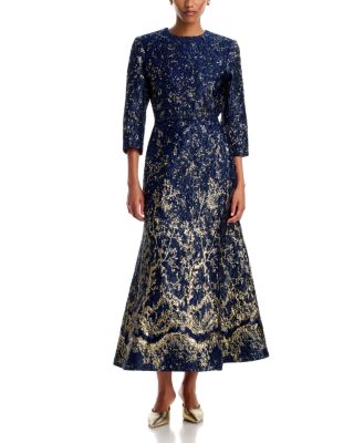 Claravelle Metallic Jacquard Gown
