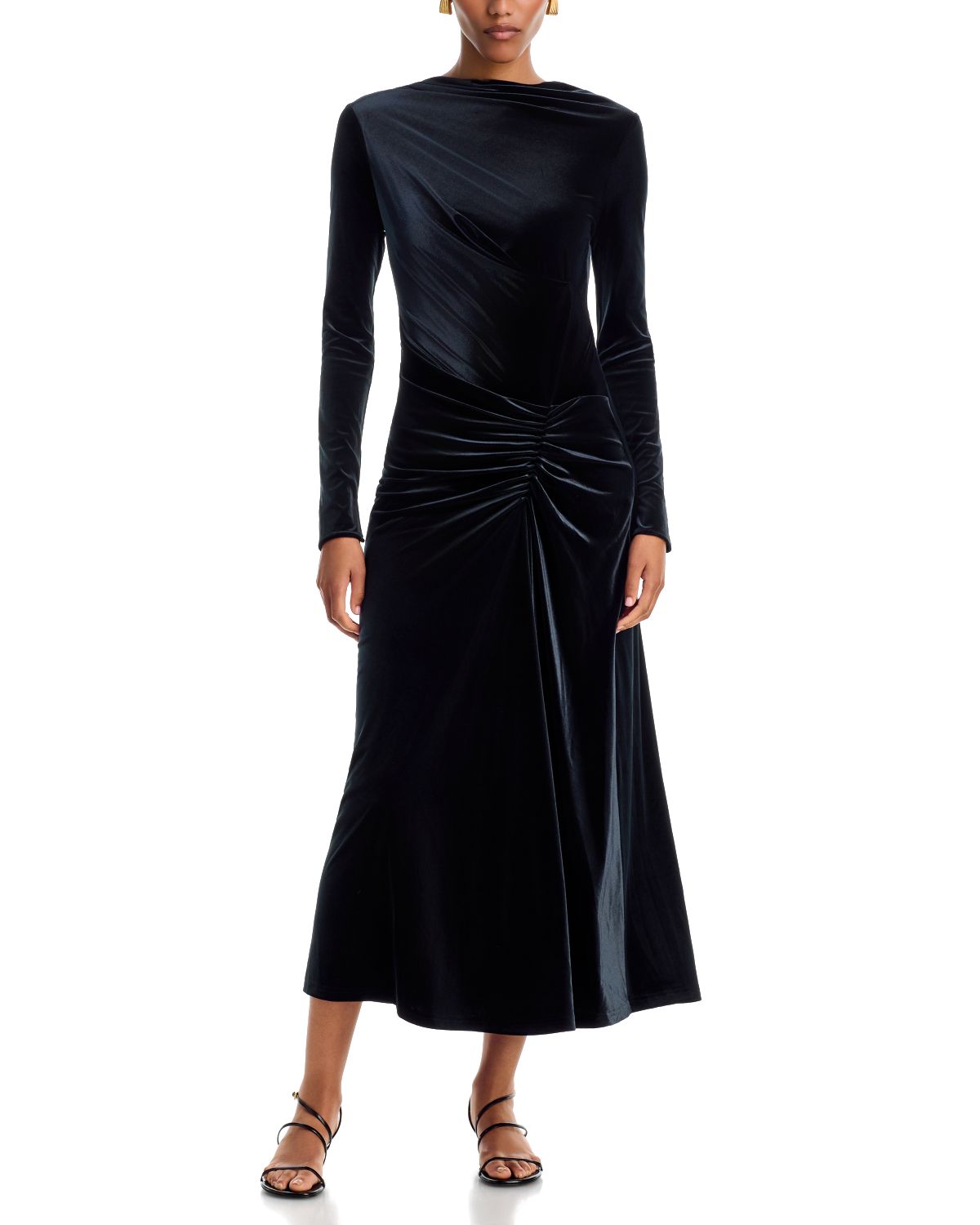 Ferrrera Draped Velvet Midi Dress - angle 1
