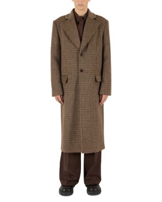 Raindrum Cotton & Wool Single Breasted Check Overcoat