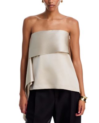Rosario Draped Silk Strapless Top