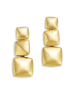Square Dangle Drop Earrings in 14K Yellow Gold