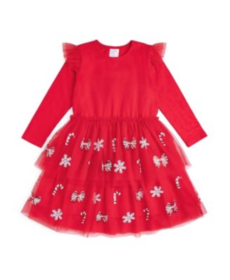 Girls' Peppermint Swirl Sequin Christmas Long Sleeve Tutu Dress - Baby, Little Kid, Big Kid