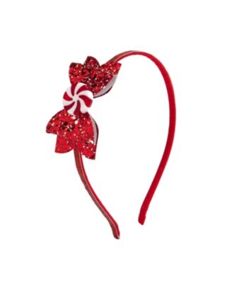 Girls' Peppermint Glitter Christmas Bow Headband - Little Kid, Big Kid