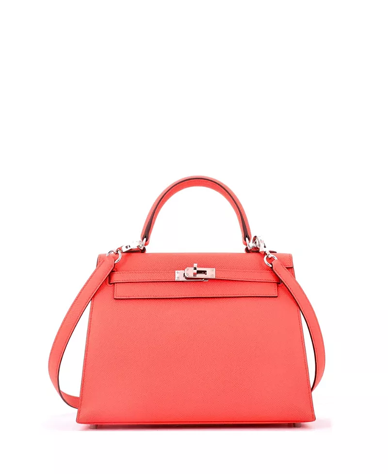 Pre-Owned HERMES Kelly 25 Handbag Pink Epsom with Palladium Hardware