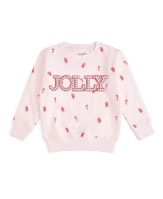 Girls' Jolly Pearl Patch Candy Cane Christmas Sweatshirt - Big Kid