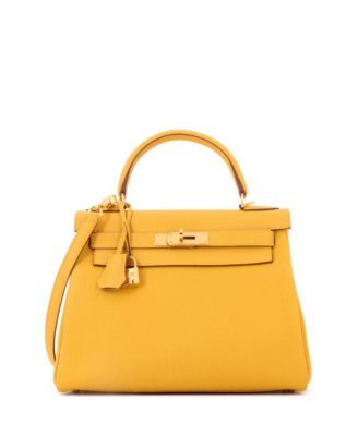 Kelly 28 Handbag Yellow Togo with Gold Hardware