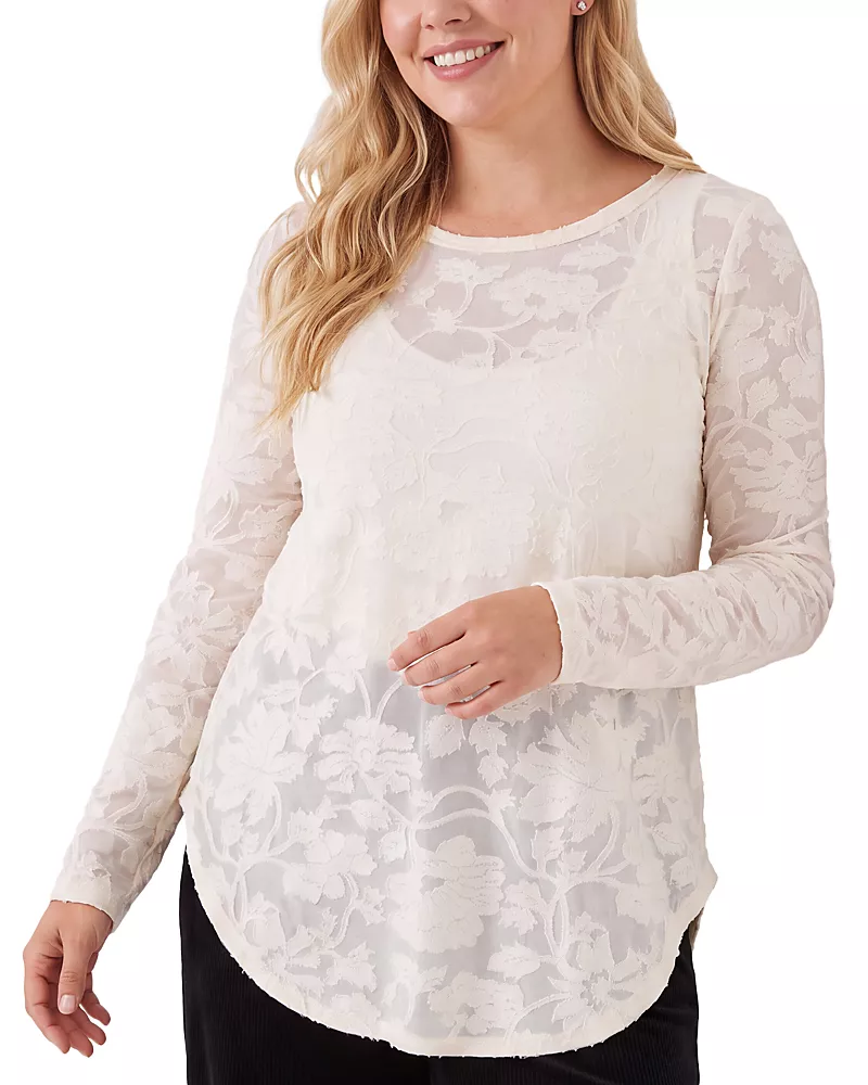 Karen Kane Plus Burnout Shirttail Top
