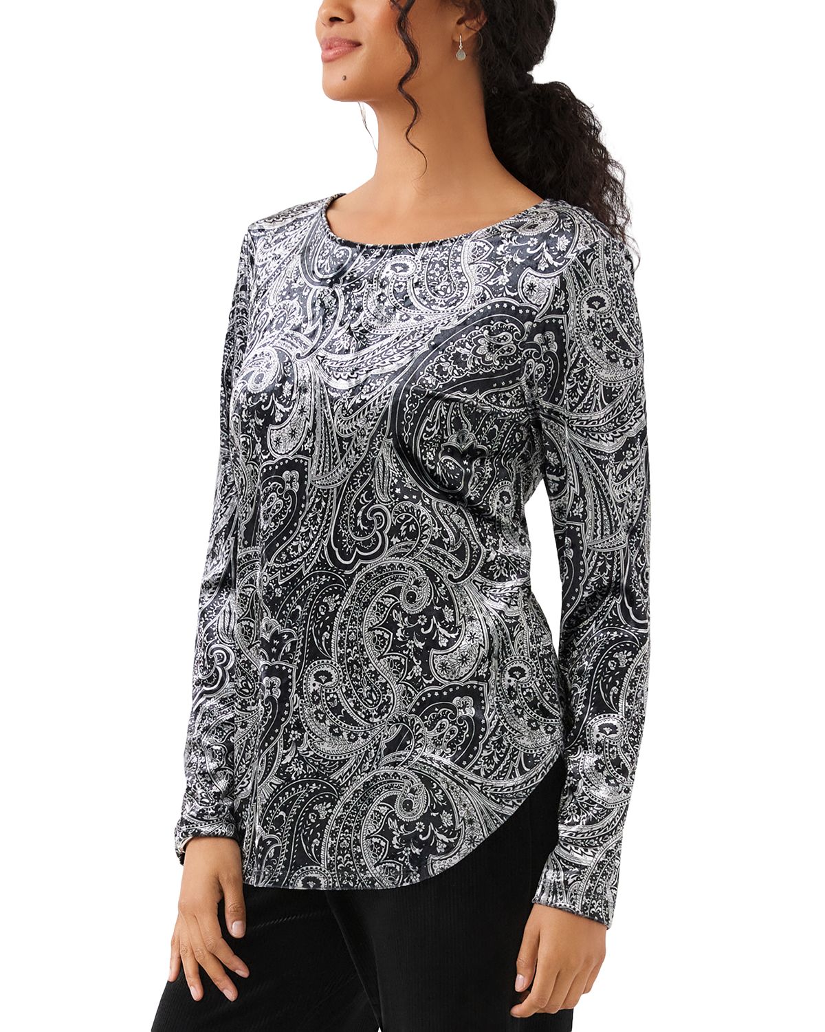 Petite Velvet Shirttail Top thumbnail 4