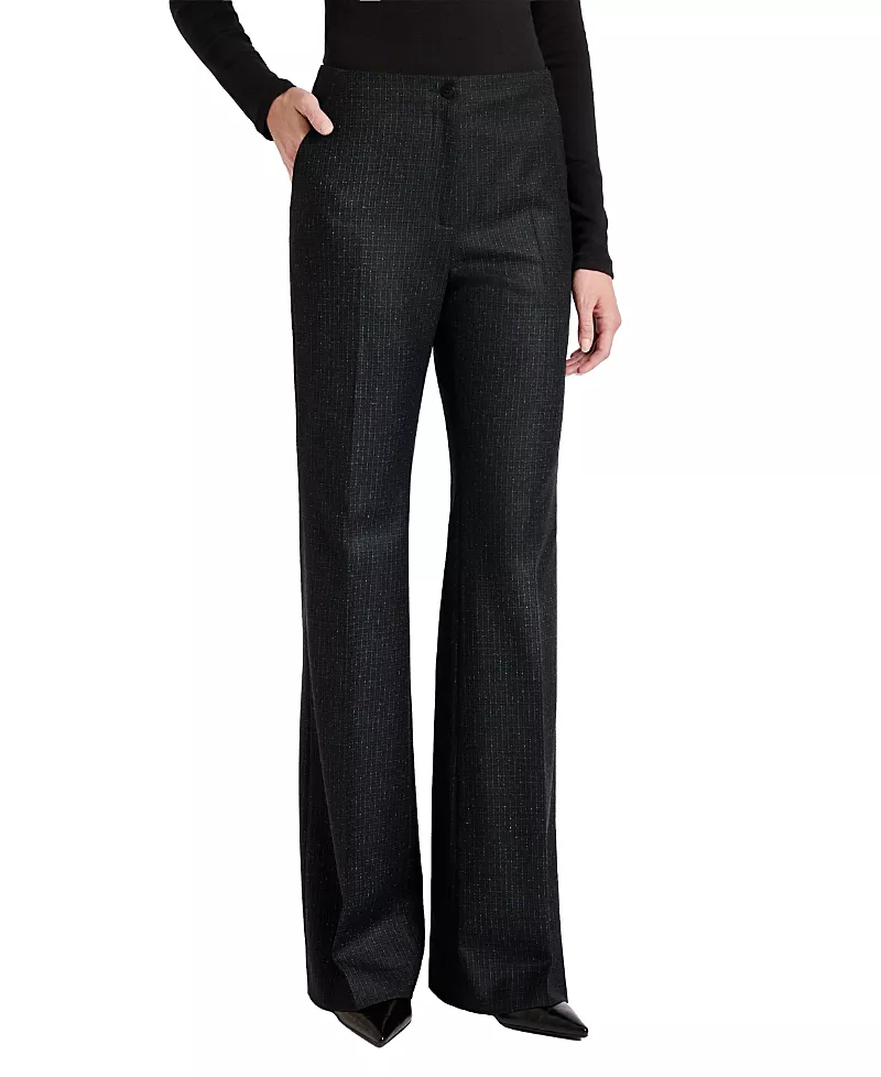 Santorelli Beth Flared Pant in Tonal Mini Check Wool