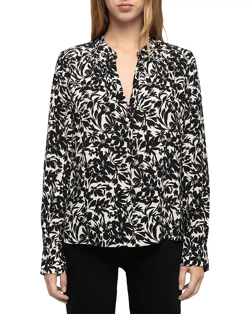 Zadig & Voltaire Tink Printed Split Neck Blouse