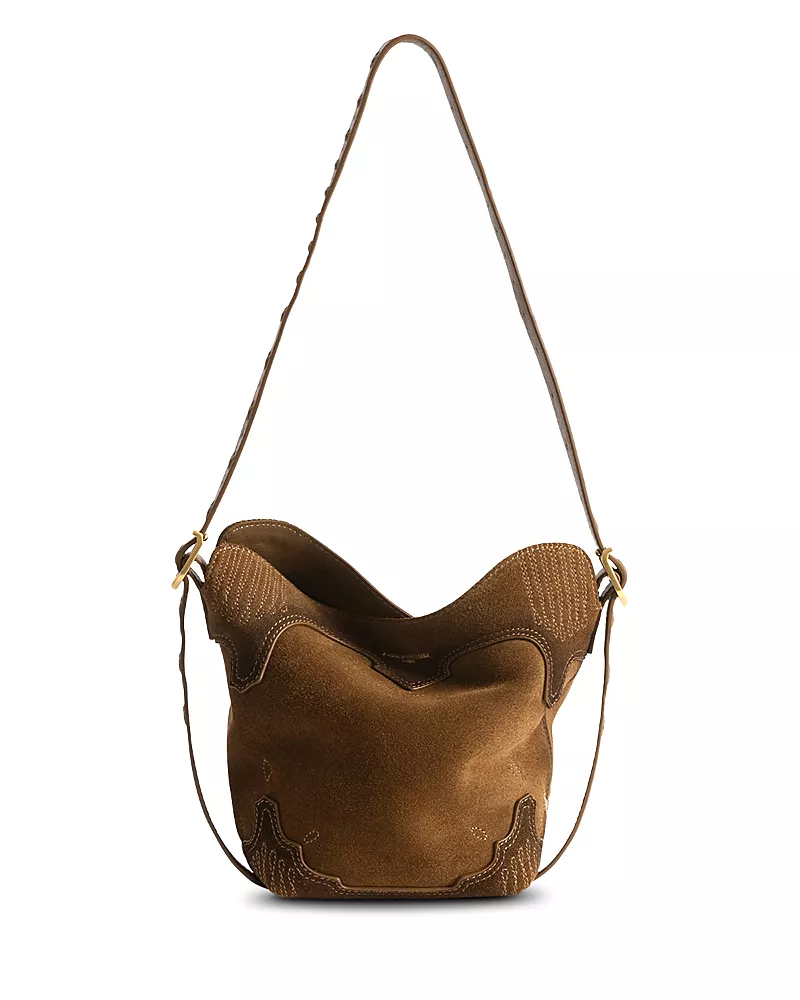 Zadig & Voltaire Baby Jane Western Distressed Suede Hobo Bag