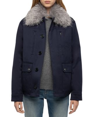 Cotton Faux Fur Trim Jacket