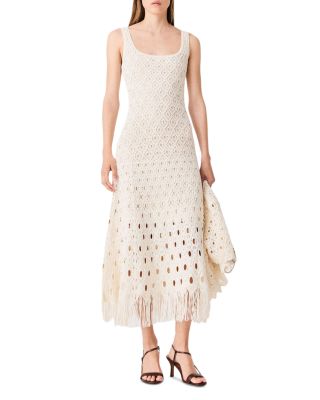 Rovale Fringed Crochet Maxi Dress