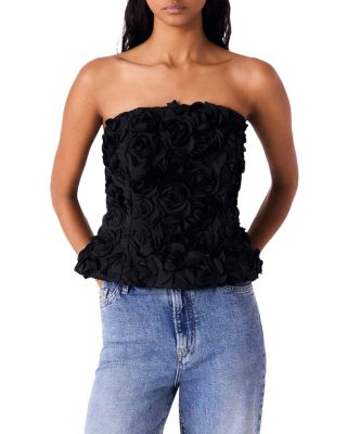 Flower Embellished Strapless Top