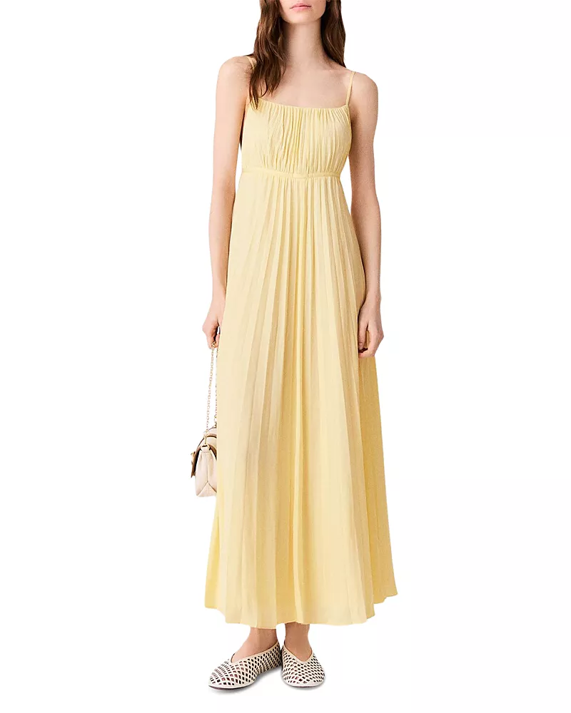Maje Revilloma Pleated Maxi Dress