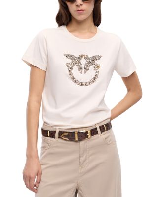 Quentin Cotton Embellished Logo Tee