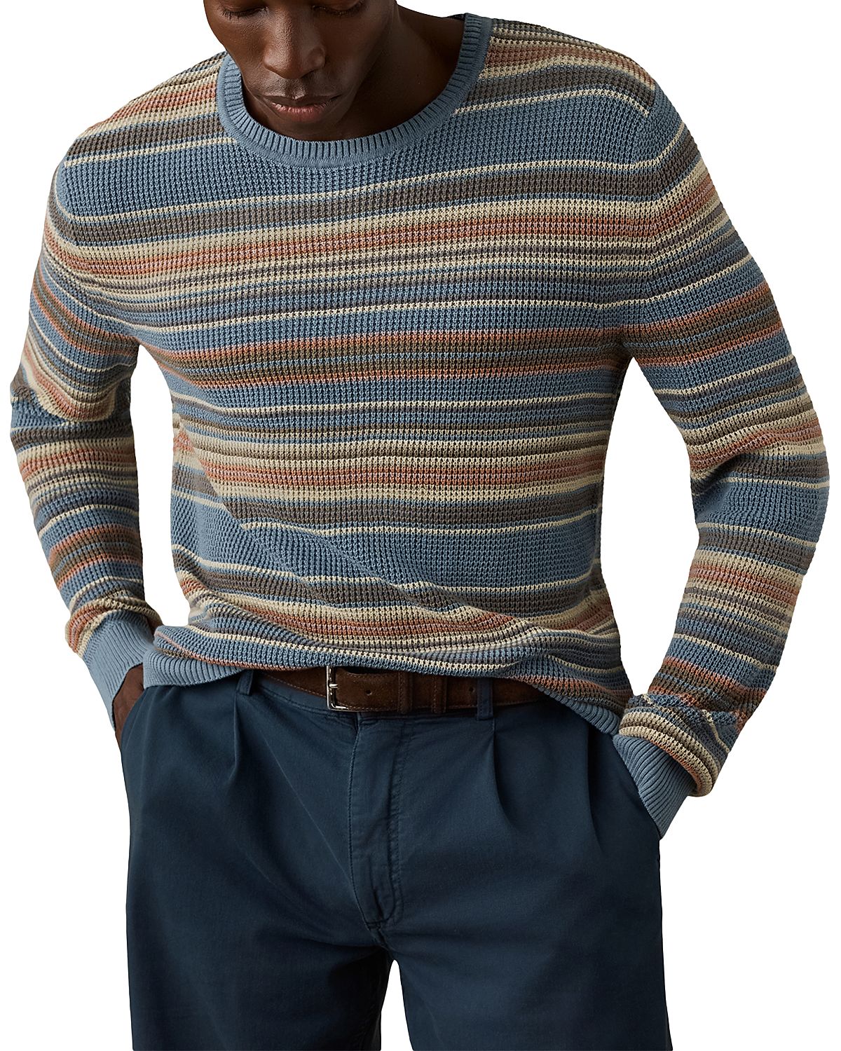 Faherty Sunwashed Cotton Stripe Crewneck Sweater