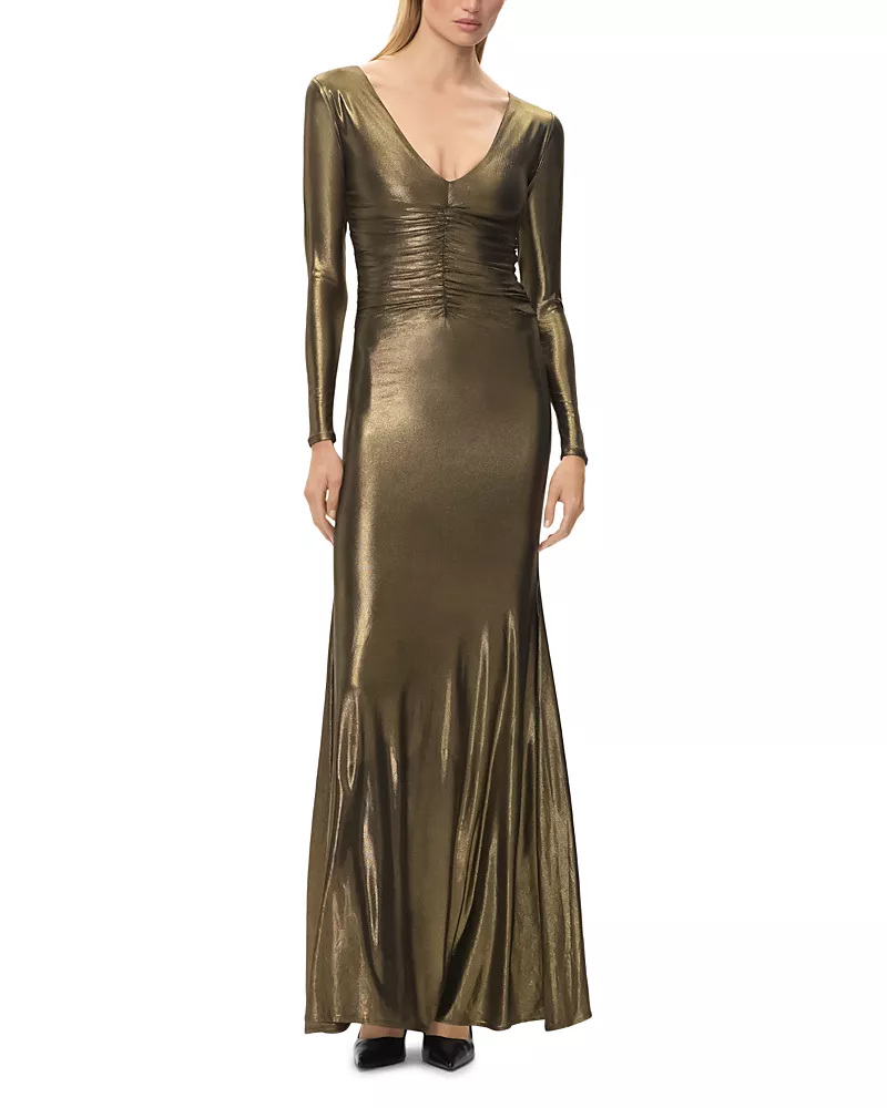 Herve Leger The Dakota Metallic Ruched Gown