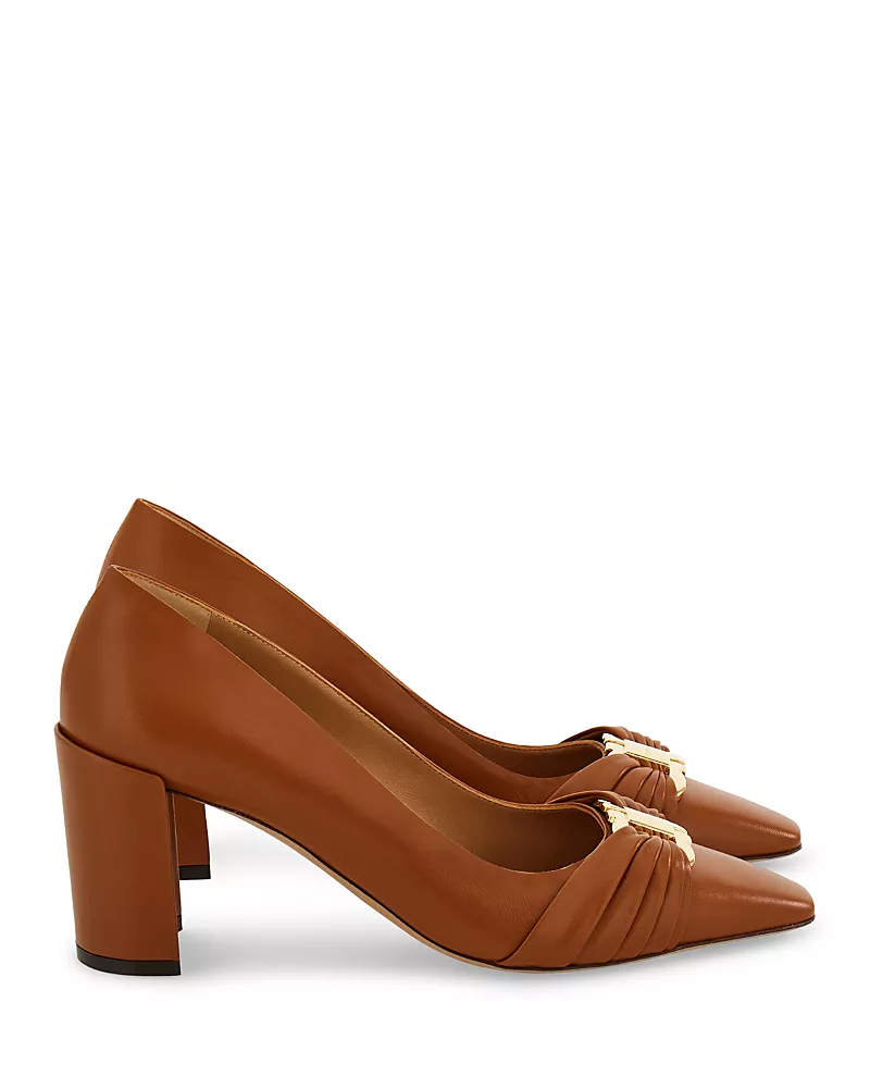 Ferragamo Women's Tillya 70 Leather Block Heel Pumps