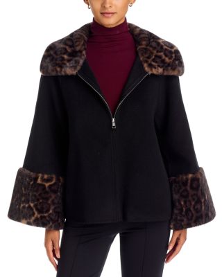Judie Wool Faux Fur Trim Coat