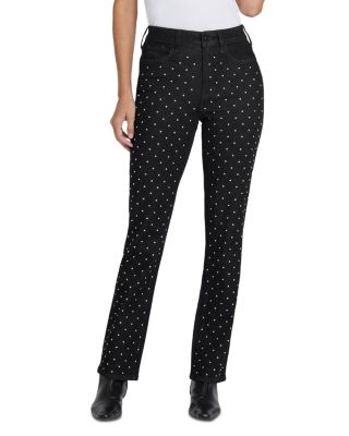 Marilyn High Rise Studded Straight Jeans in Black Rinse