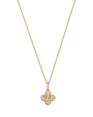Diamond Clover Pendant Necklace in 14K Yellow Gold, 0.25 tcw