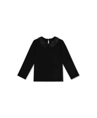 Girls' Peter Pan Collar Long Sleeve Stretch T-Shirt - Little Kid, Big Kid