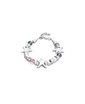  Silver Tone Multicolor Faceted Crystal Bracelet