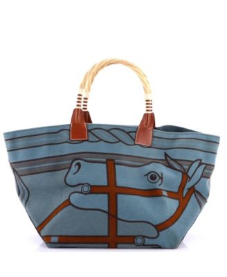 Sac Steeple Tote Printed Toile with Wood