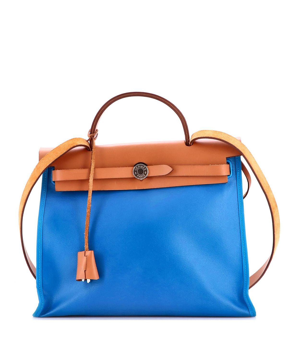 Pre-Owned HERMES 31 Herbag Zip Berline Vache Canvas and Leather