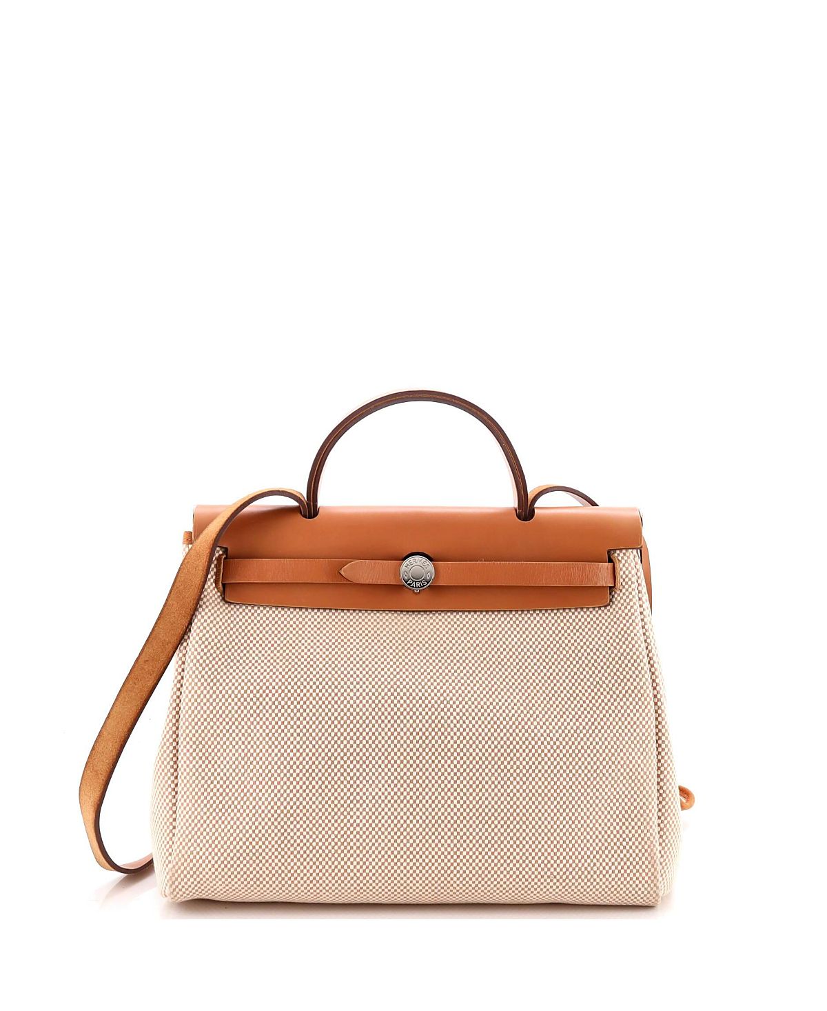 Pre-Owned HERMES 31 Herbag Zip Criss Viking Toile and Leather