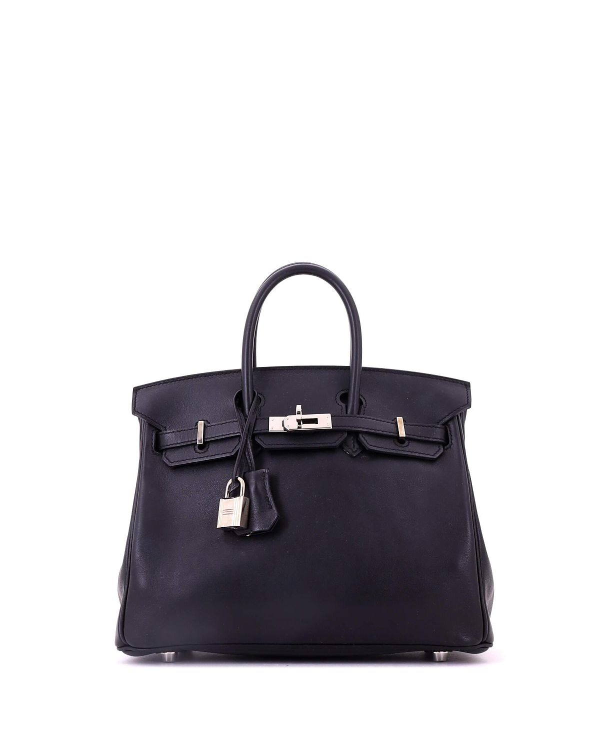 Pre-Owned HERMES Birkin 25 Handbag Black Swift with Palladium Hardware