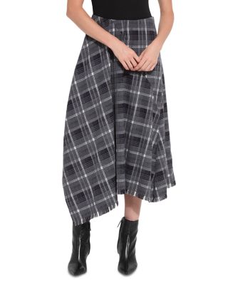Anniston Asymmetric Fringe Hem Midi Skirt