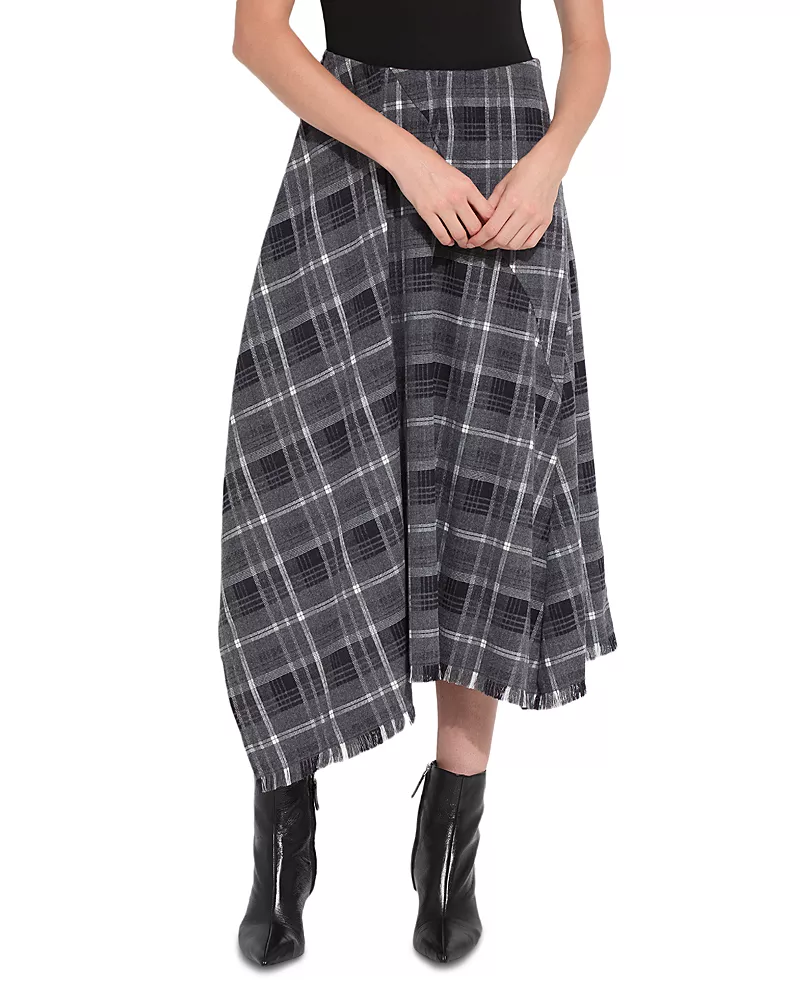 Lysse Anniston Asymmetric Fringe Hem Midi Skirt