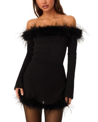 Penny Feather Embellished Off-the-Shoulder Top