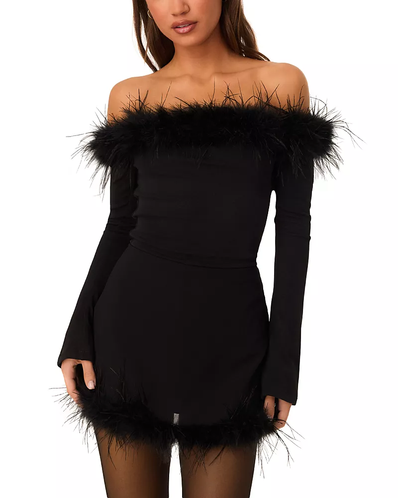 Sndys Penny Feather Embellished Off-the-Shoulder Top