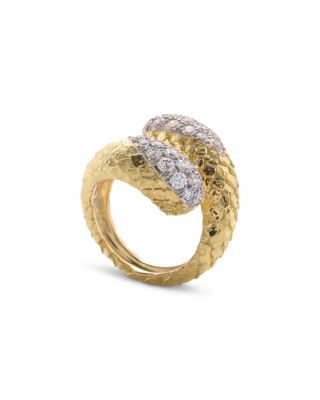 Platinum & 18K Yellow Gold Park Avenue Diamond Textured Bypass Ring, 1.63 tcw